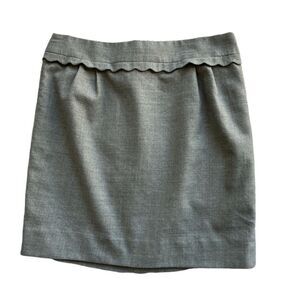 JCREW Gray Mini scallop Waist 97% Wool Career Office Short Lined Skirt Sz 6